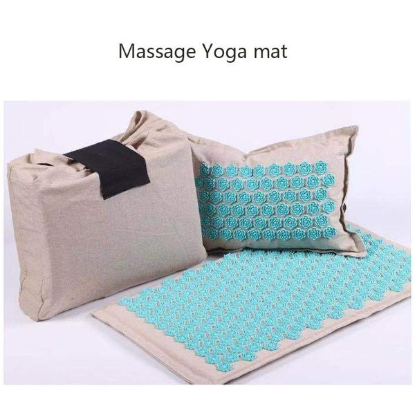 

nature linen coconut palm massage yoga mat sport pillow with bag lotus spike acupressure cushion mafitness mats
