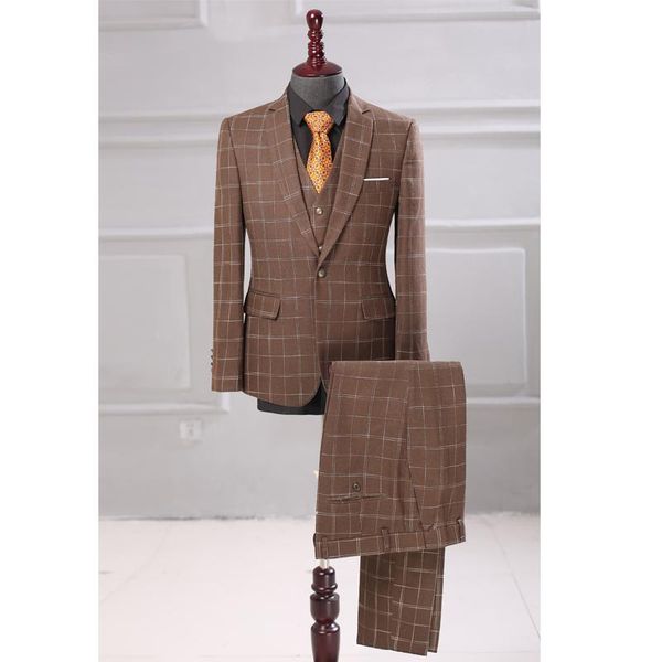 

british plaid men's 3 piece suit sets 2021 spring formal party prom wedding men jacket+vest+pant boutique business suits & blazers, White;black