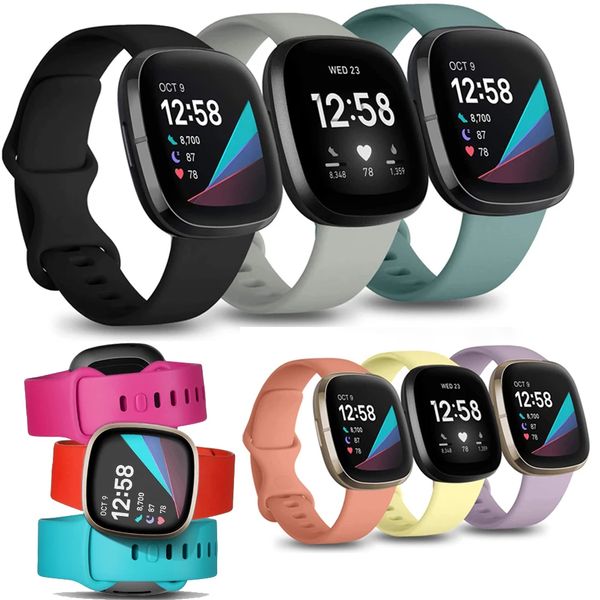 

silicone watch strap for fitbit versa 3 soft silicone wrist waterproof replacement watchband for fitbit versa3/ sense smart accessories