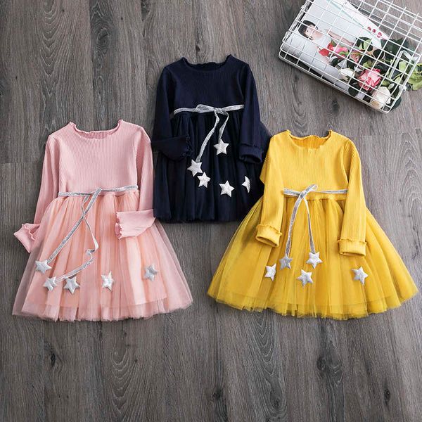 

girl's dresses baby long sleeve children's princess party dress lace tutu toddler girls' summer clothing 3 8 years g220523, Red;yellow