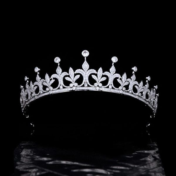 

hair clips & barrettes funmode luxury bride tiara cubic zircon women crown accessories for wedding party gifts wholesale fc01, Golden;silver