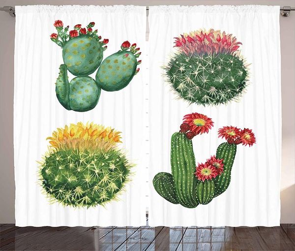 

curtain & drapes cactus curtains for kids room watercolor artwork inspired by tropical nature mexican window living bedroom