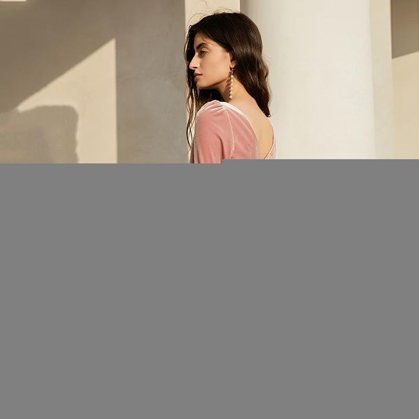 

[eam] women retro side vent long velvet dress square neck sleeve loose fit fashion tide spring autumn 2021 1dd4425 casual dresses, Black;gray