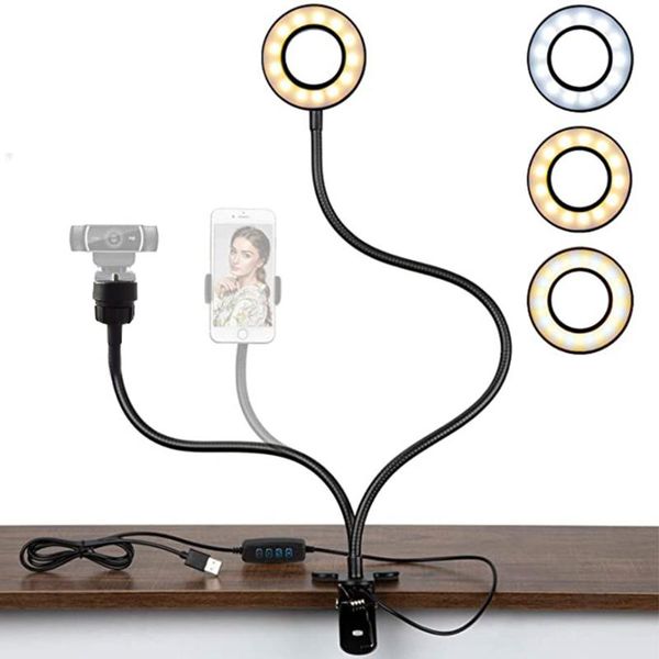 

flash heads ring light selfie lights led lamp 360° pographic lighting webcam phone holder stand for tik tok youtube live stream