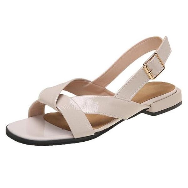 

sandals large size women's summer buckle womens slippers fashion all-match women shoes platform slides, Black