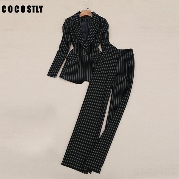 

women's suits & blazers fashion office lady blazer women wide leg pant 2021 one button stylish pants suit 2 piece set for woman slim se, White;black