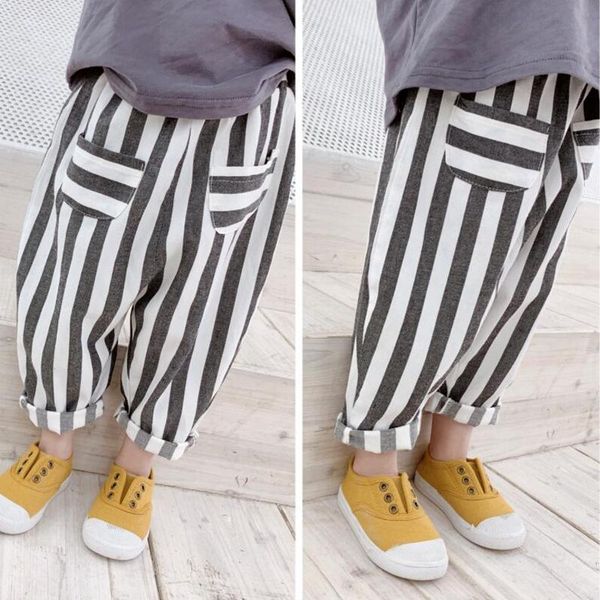 

trousers 2021 casual loose baby toddler boy harem pants children's girl leggings striped kids for girls boys, Blue