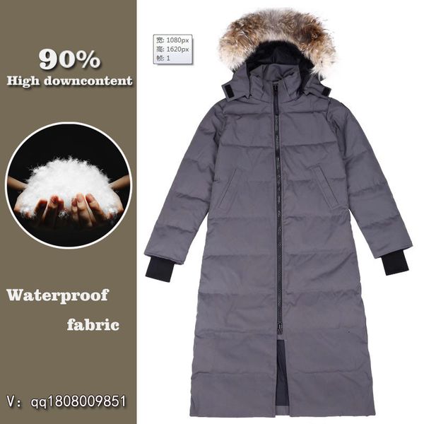 

down jacket goose women's long hairy collar hooded canadian mystique coat 22, Black