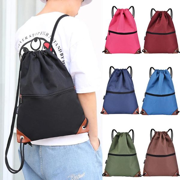 

backpack aelicy 2021 women and men fashionable waterproof solid colorsbundle rope sport school bags