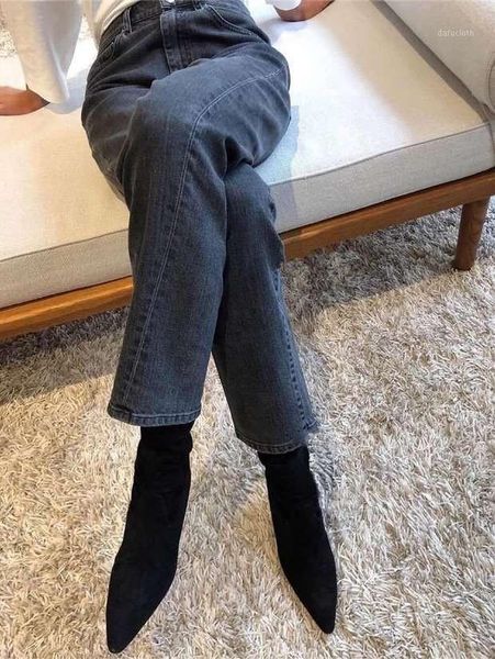 

women straight leg jeans fashion cotton pantalon femme jean pants autumn winter ladies denim trousers women's, Blue