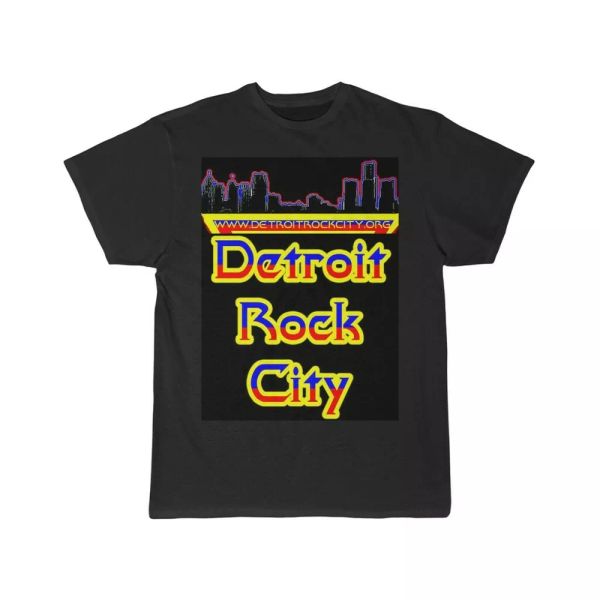 

detroit rock city groovy logo men's short sleeve tee, White;black