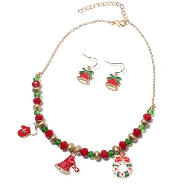 

Earrings & Necklace Est Christmas Set Santa Tree Snowflakes Pendant Womans Girl Party Jewelry Gift, Silver