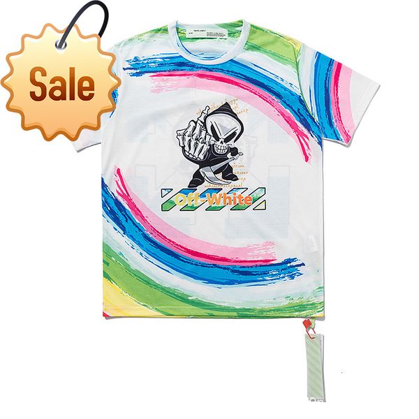 

2022 summer off new trend printing animation short sleeve round neck t-shirt for men and women, White;black