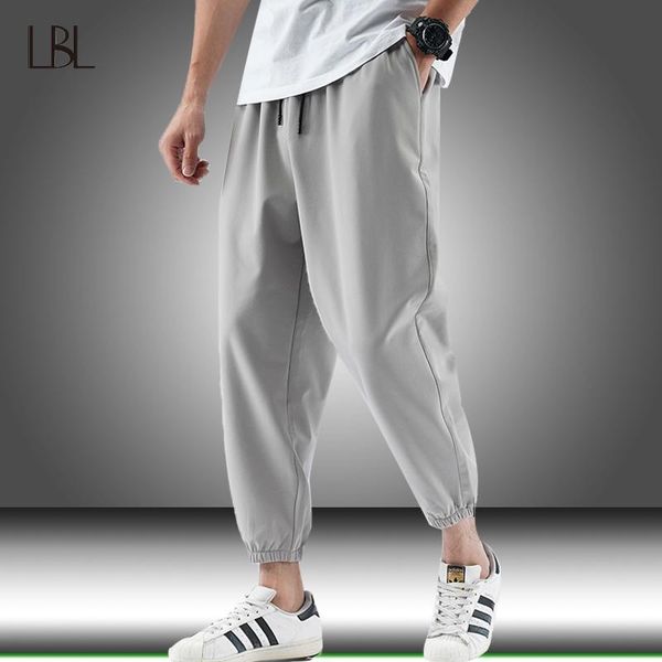 

summer casual breathable cool pants men jogger drawstring loose trousers man comfortable sportswear tracksuit hip hop sweatpants men's, Black