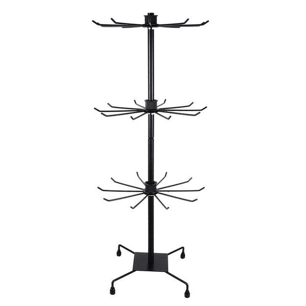 

jewelry pouches, bags 1pc metal hat display stand rotating 3-tier cap storage rack headwear, Pink;blue