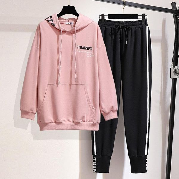 

women's two piece pants 150kg plus size autumn hooded printed sweatshirt casual bust 157cm 6xl 7xl 8xl 9xl 10xl loose long-sleeved suit, White