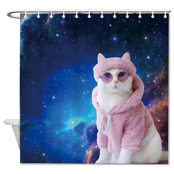 

animation cat night sky snow space winter winter storm bath decorative shower curtain bathroom accessories,water proof 180x180cm
