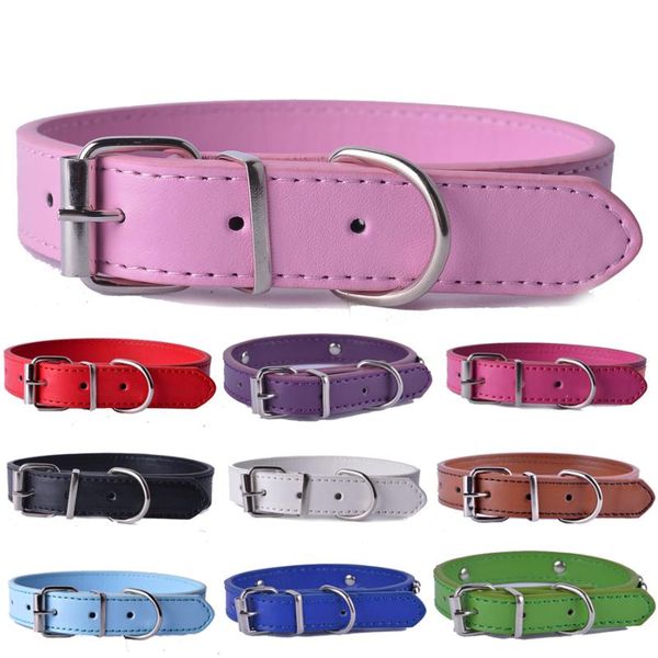 

dog collars & leashes 10pcs/lot mixed colors pu leather cat adjustable pet puppy neck strap for small dogs collar size xs s m l