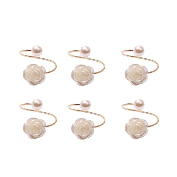 

napkin rings 6pcs/lot wedding pearl rose flower buckle ring decoration circle