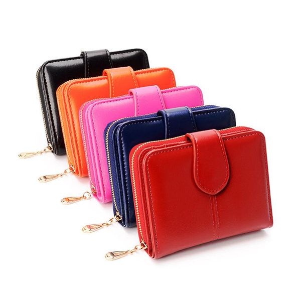 

wallets women's leather wallet for female coin purse fashion clutch bag zipper small women cartera mujer, Red;black