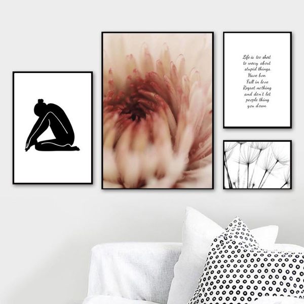 

paintings nordic poster flower dandelion body dancer love line wall art canvas painting prints living room decoration