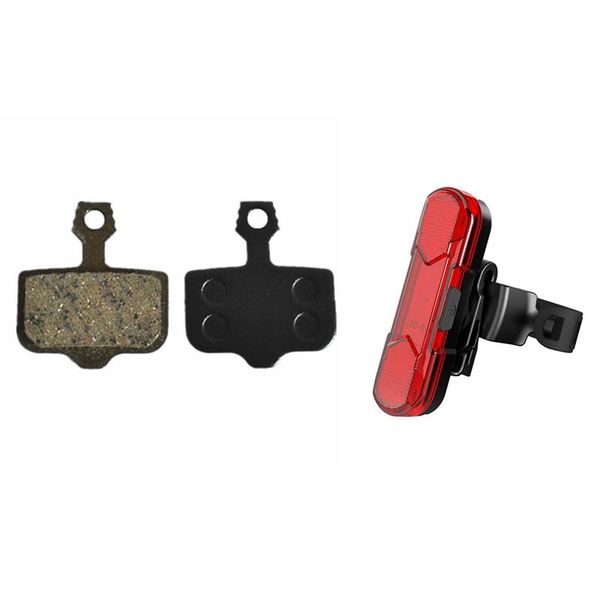 

pairs ceramics disc brake pads & 1 set bicycle lights usb charging led warning bike