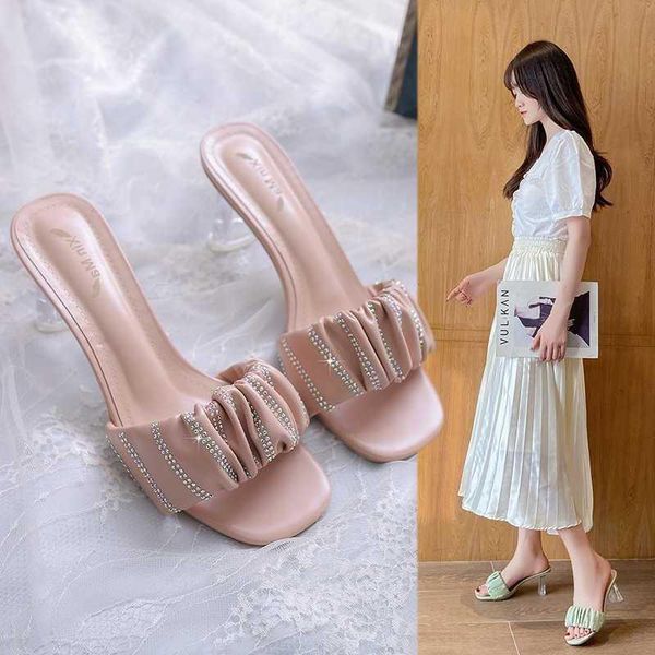 

sandals 2021 rhinestone open toe high heel for women, Black