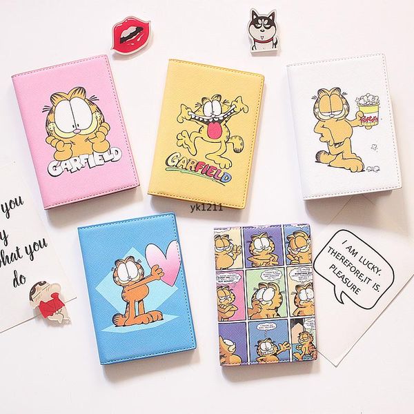 

card holders garfield passport sets ins simple cartoon holder bag ticket clip marriage certificate set, Brown;gray