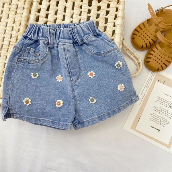 

summer arrival girls fashion floral denim shorts kids korean design, Black