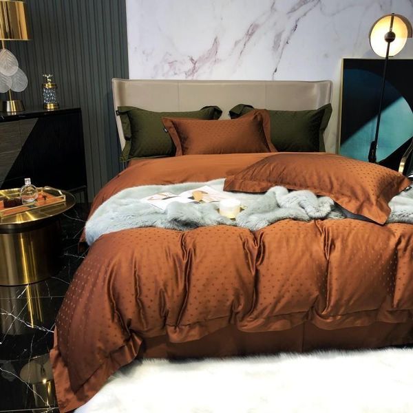 

bedding sets luxury 1000tc set retro coffee green jacquard duvet cover with zipper closure all season soft bed sheet pillowcases