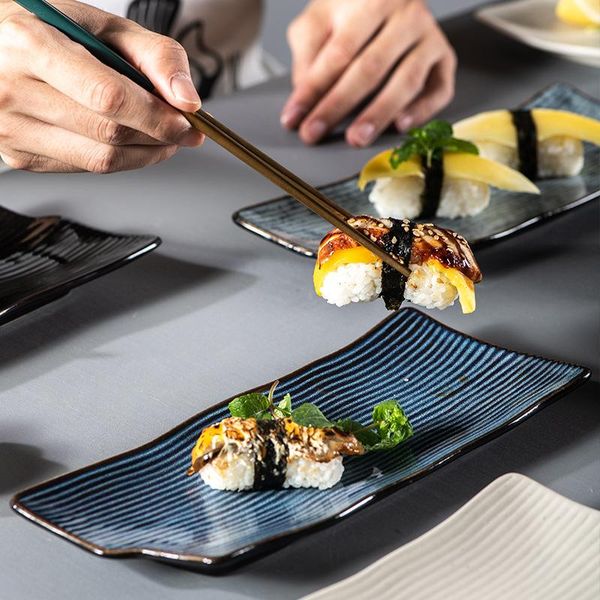 

dishes & plates 10/12 inches japanese cuisine sushi plate ceramic rectangular restaurant creative retro sashimi tableware
