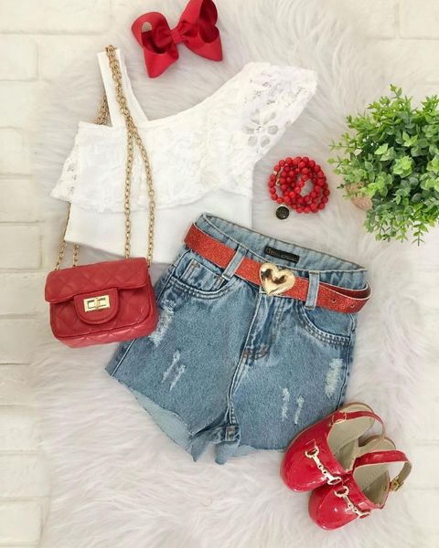 

baby & children's clothing toddler girl summer clothes set 1-6years fashion laec flower cropped jeans for girls sets, White