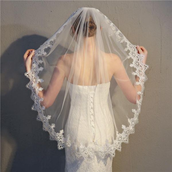 

bridal veils beautiful bride veil single layer wedding with hair comb lace dress accessories ts240, Black