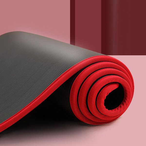 

10mm thickened non-slip 183cmx61cm yoga mat nbr fitness gym mats sports cushion gymnastic pilates pads with bag & strap