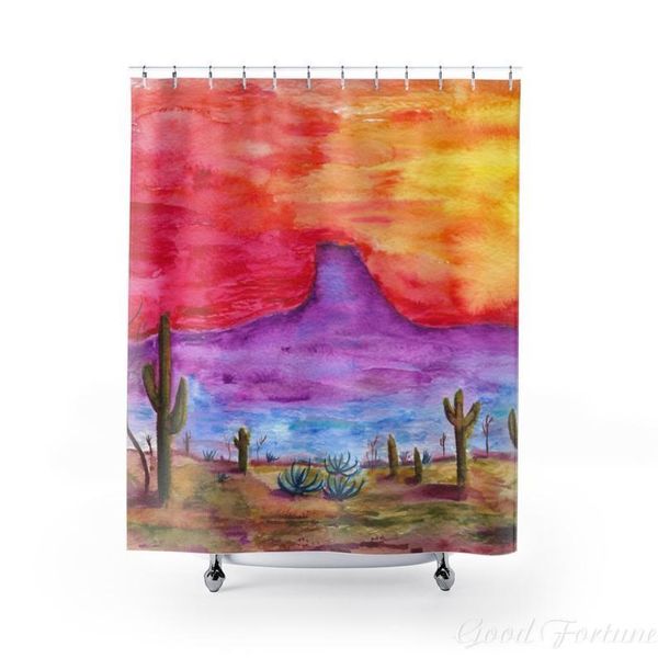 

shower curtains desert landscape curtain vibrant sunset cactus