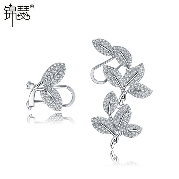 

jewelry charm stud flower sleepless aaa zircon earrings popular fashion ear bone clip asymmetric, Golden