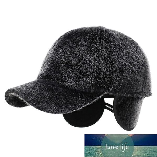 Kış Erkekler Açık Faux Kürk Bombacı Şapkalar Ile Kulaklık Artı Kadife Sıcak Kış Şapka Orta Yaşlı Kalınlaşmış Kar Günü Snapback Şapka L5 Fabrika Fiyat Uzman Tasarım Kalitesi