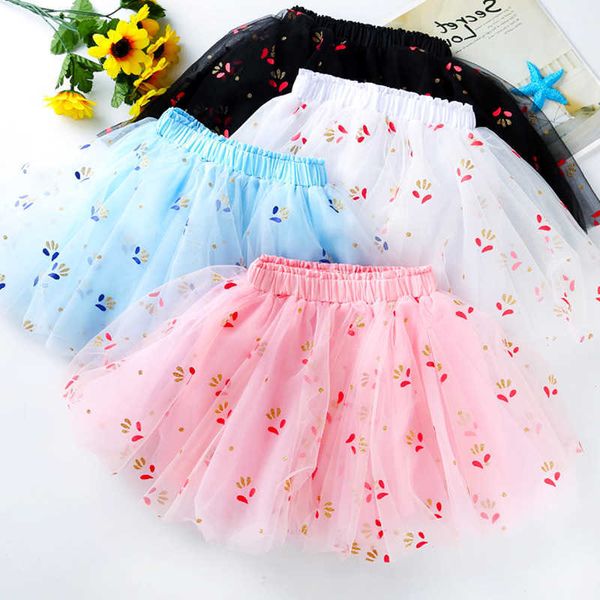 Gonna Petti per ragazze Tutu ricamo margherita per bambini Colori misti Abbigliamento per bambini carino a strati 210529