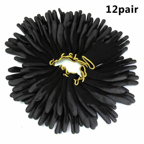 pairs work gloves pu coated knit cuffs flexible antiskid dust-proof disposable