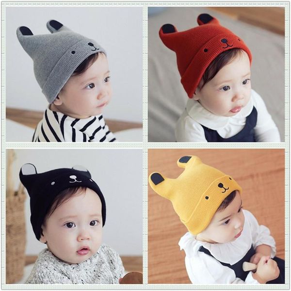

caps & hats knitted kids beanie cap infant born baby boy girl hat warm children autumn winter girls for toddler bonnet, Yellow