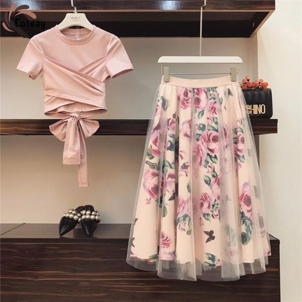 

casual dresses cotday short sleeve print bow mid-length england style net yarn ball gown 2021 summer women vintage elegant two piece set, Black;gray