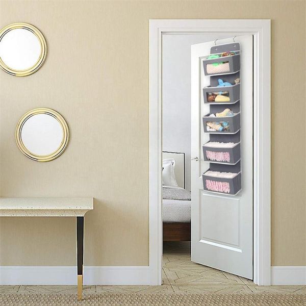 

storage bags five layers hanging organizer bag non-woven fabric door wall in living room bedroom for toy cosmetic