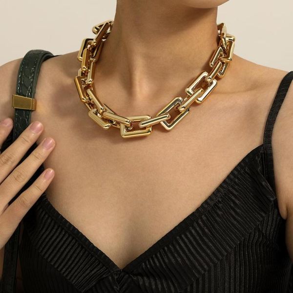 

punk lock chain necklace women statement hip hop twisted chunky thick link gothic jewelry steampunk men pendant necklaces, Silver