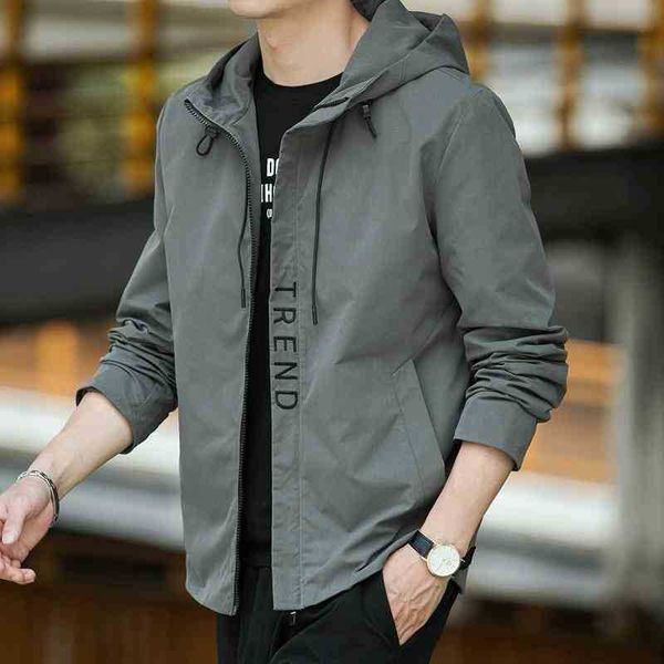 

autumn work jacket 2021 new hooded loose fashion brand sports autumn coat men's wear, Black;brown
