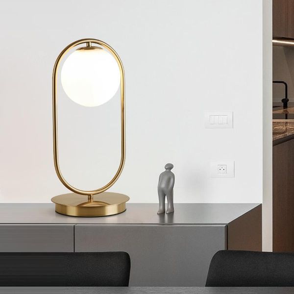 

table lamps nordic art deco golden body lamp metal base plate modern minimalist frosted glass led desk for study/bed room zm1104