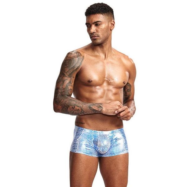 

underpants men's underwears fashion trend low waist boxer briefs comfortable novel snake print, Black;white