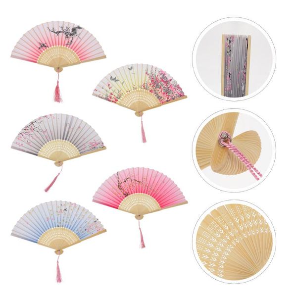 

5pcs charming elegant fans japanese style fan vintage for decoration other home decor