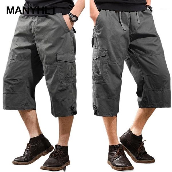 

men's shorts 2021 summer clothing multi pocket tooling large loose pants straight casual sports thin section cotton, White;black