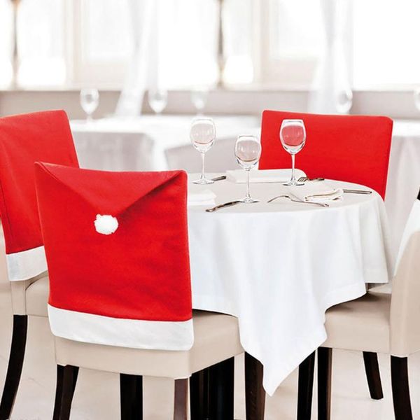 

chair covers christmas decoration santa hat back dinning restaurant party decor