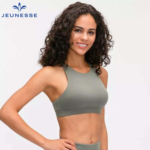 

jeunesse rate medium support strappy yoga bras women high-neck naked-feel fabric push up padded fitness workout sport outfit